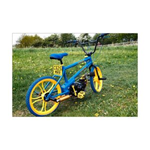 Raleigh Burner BMX bike with a Honda C90 engine bolted