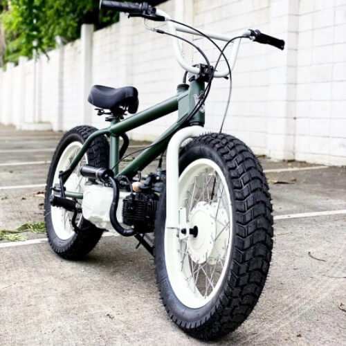 Dark Green Frame, White Handle & White Rims 110cc